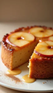 Apple Upside-Down Cake with a Golden Caramel Topping