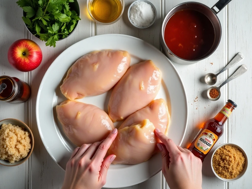 Ingredients for apples and ale barbecue chicken