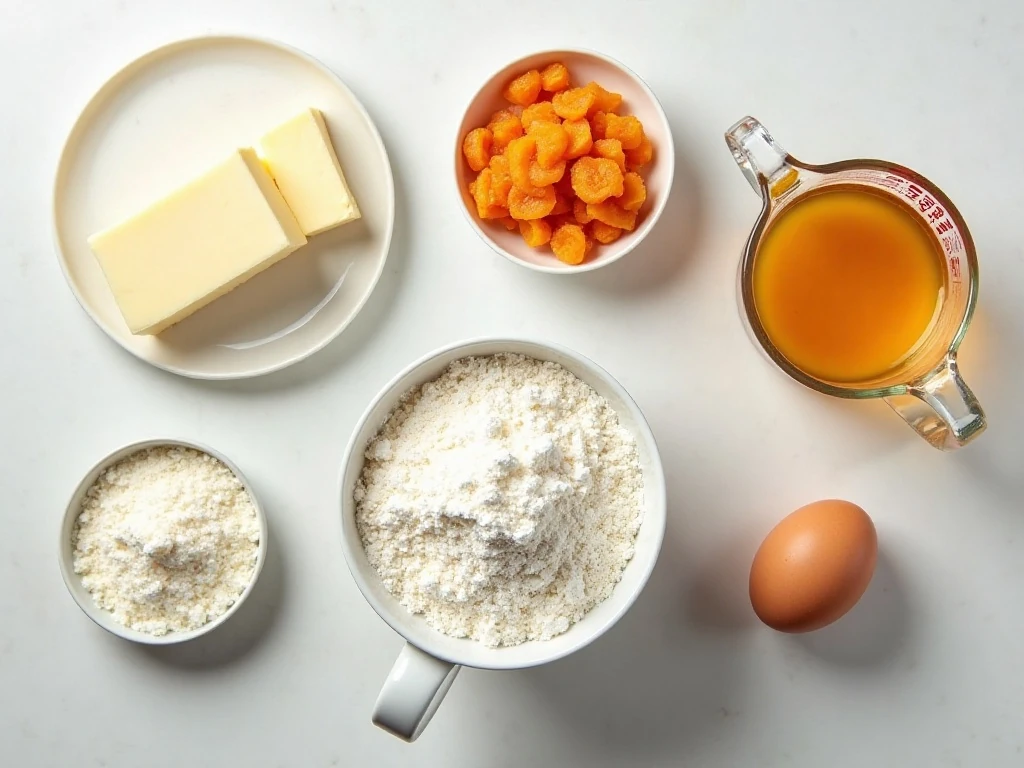Ingredients for homemade apricot coconut scones