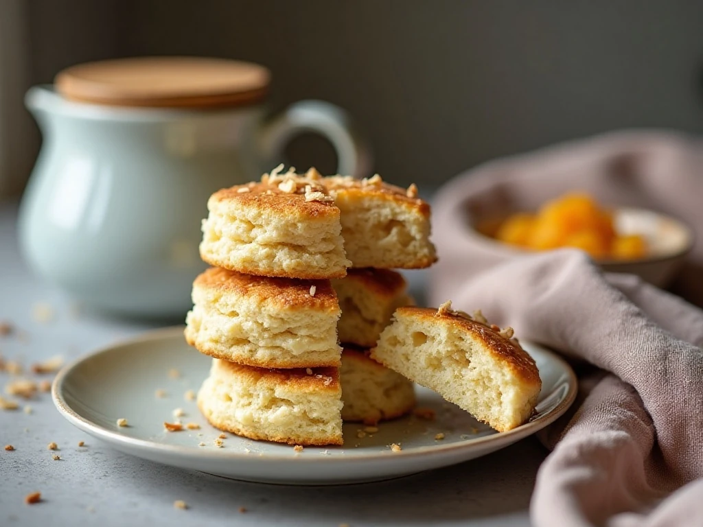 Freshly warmed apricot coconut scones ready to serve