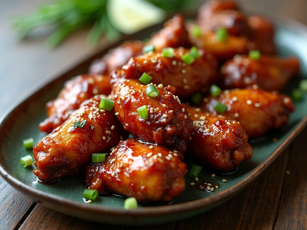 Crispy Asian chicken wings coated in a glossy soy honey glaze