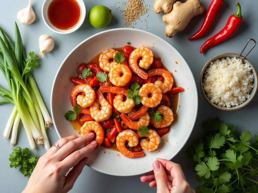 Ingredients for easy Asian sweet chili shrimp