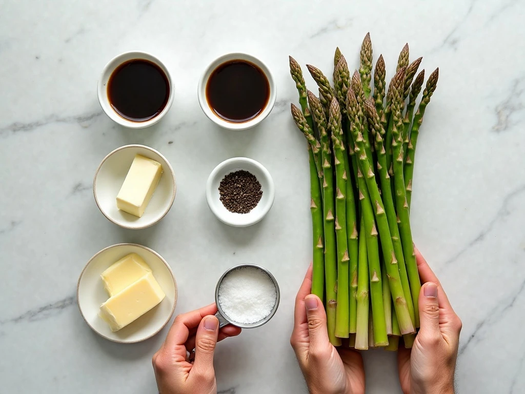 Ingredients for asparagus with balsamic brown butter