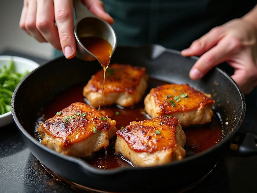 Chicken coated in a glossy homemade teriyaki glaze