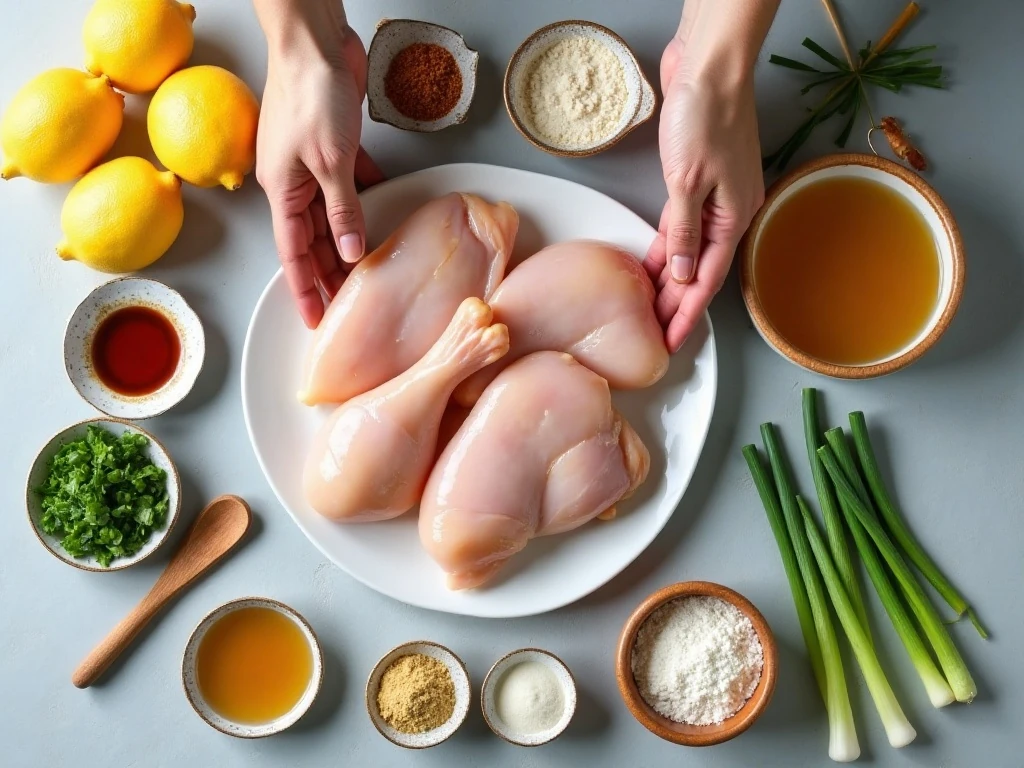 Ingredients for authentic Chinese lemon chicken