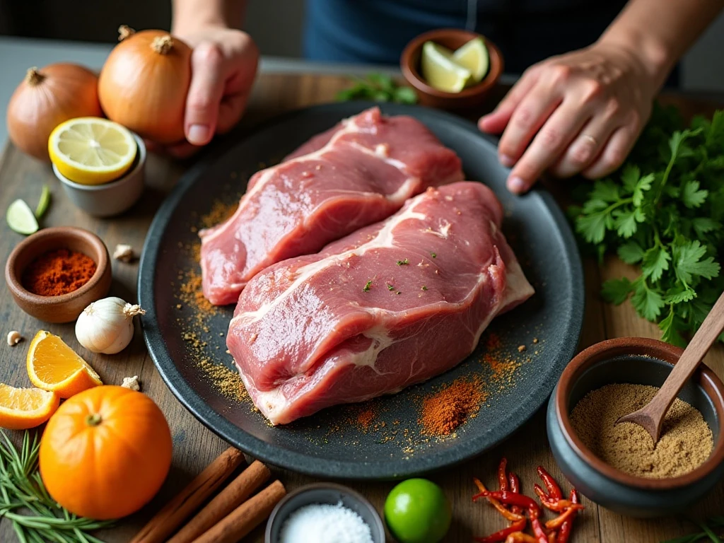 Ingredients for authentic pork carnitas
