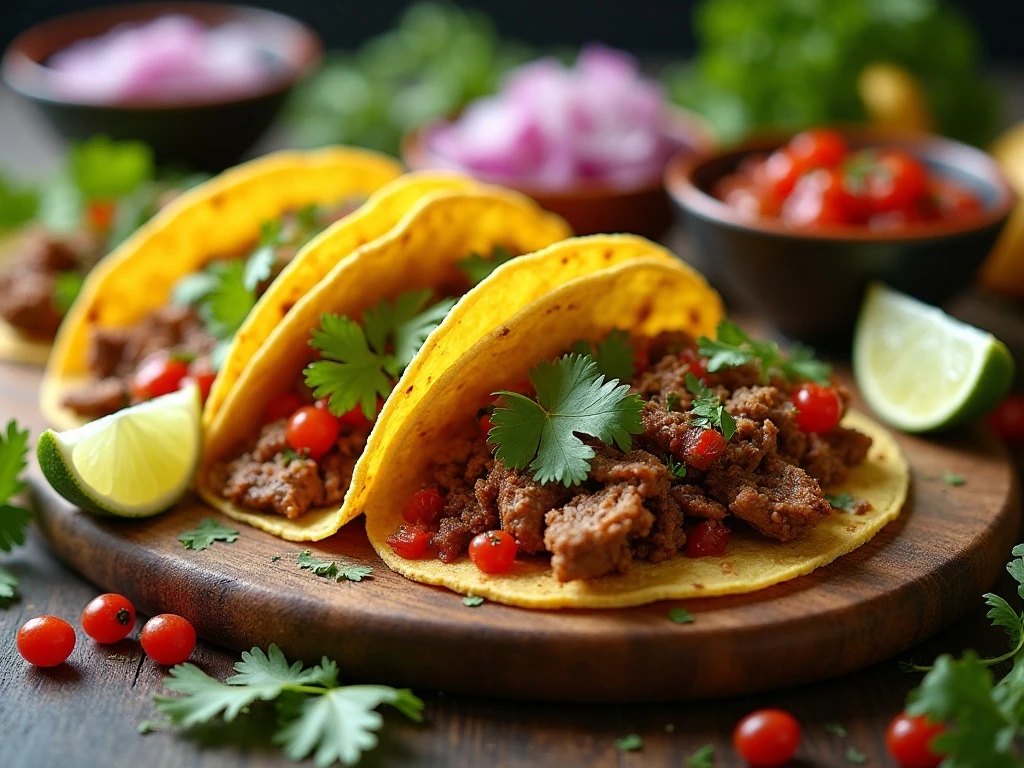 Pork carnitas taco bar with traditional toppings