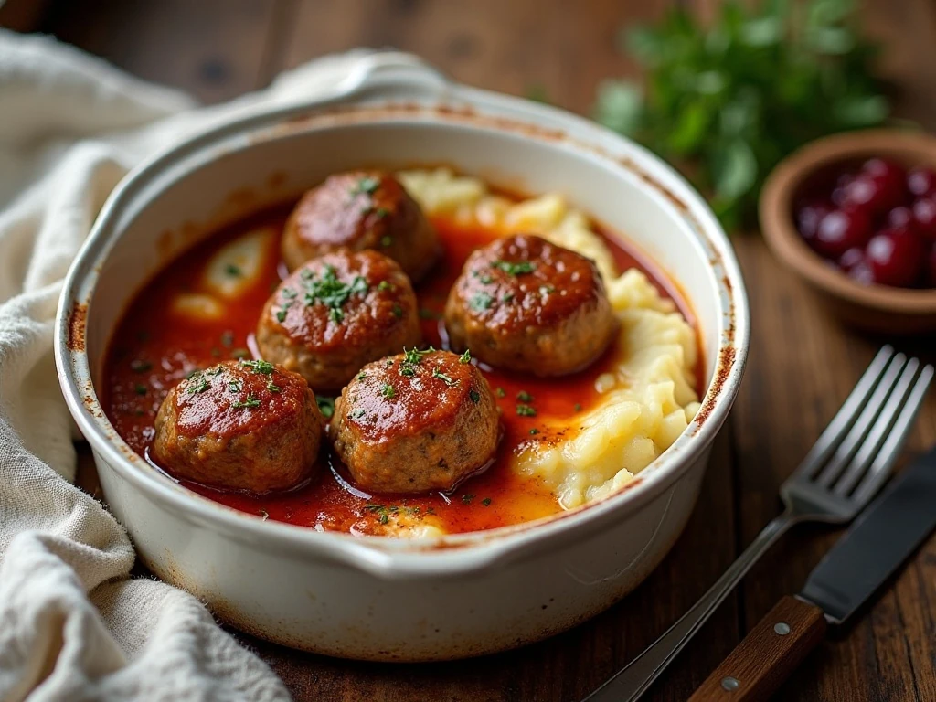 Reheated Swedish meatballs prepared for a comforting family dinner