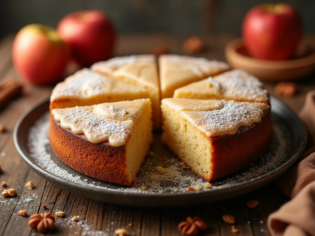 Autumn apple cake with cream cheese frosting served in squares