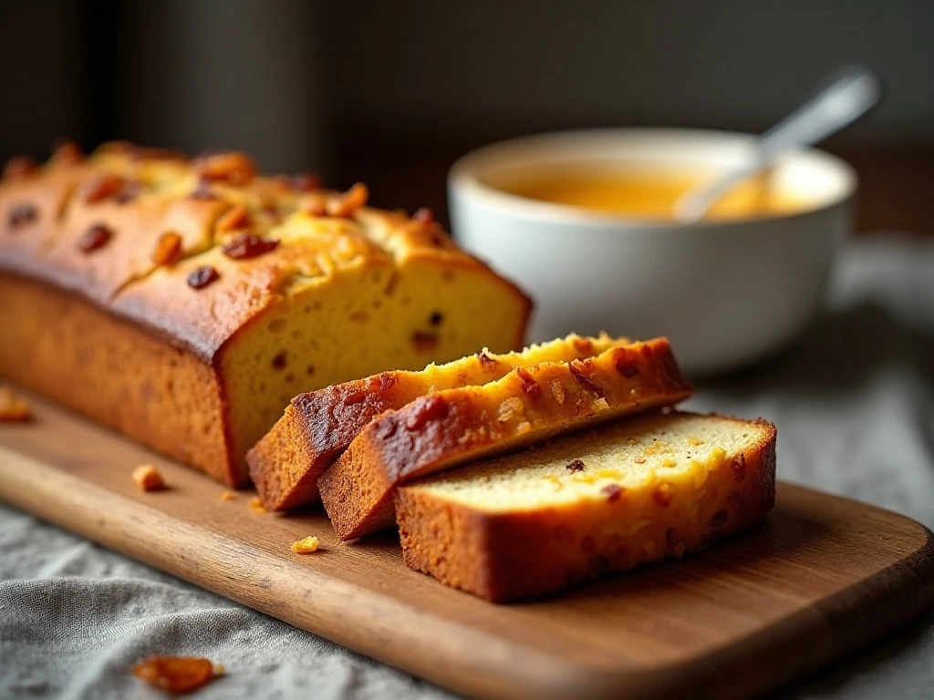 Sliced bacon cheddar quick bread served warm