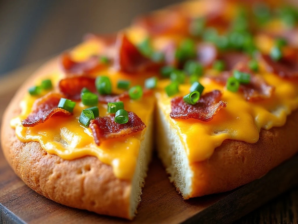 Close-up of bacon cheddar bread topping and crumb