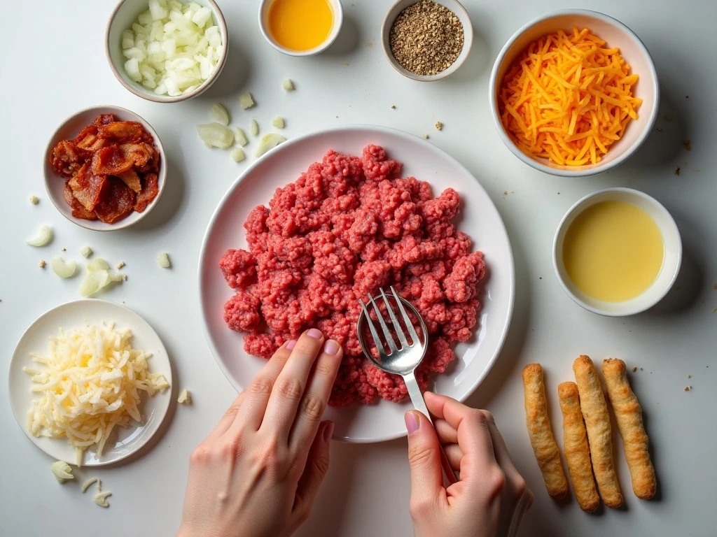 Ingredients for easy bacon cheeseburger pops
