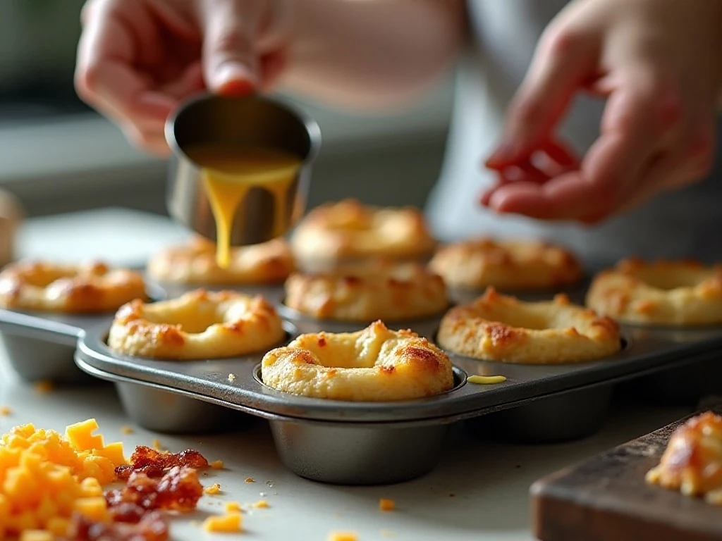 Greasing a muffin pan before baking egg bites