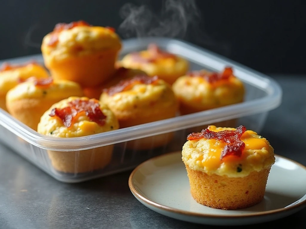 Bacon egg bites prepared for meal prep and reheating