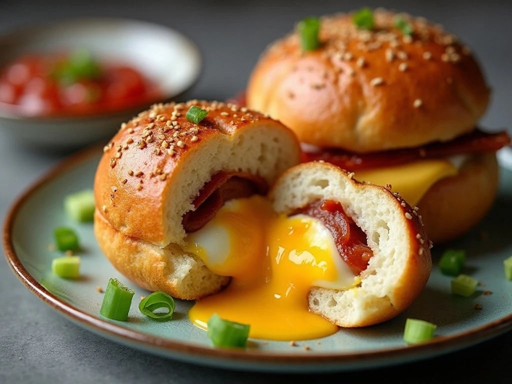 Breakfast bomb served with green onions and salsa