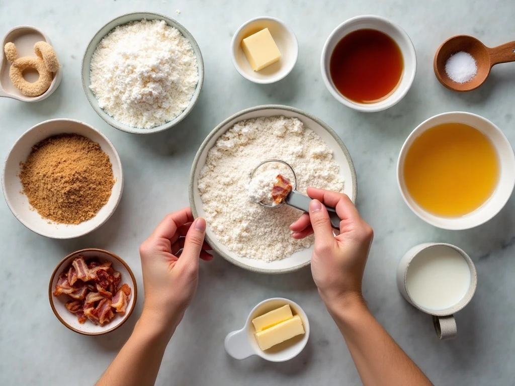 Ingredients for maple bacon cupcakes and maple buttercream