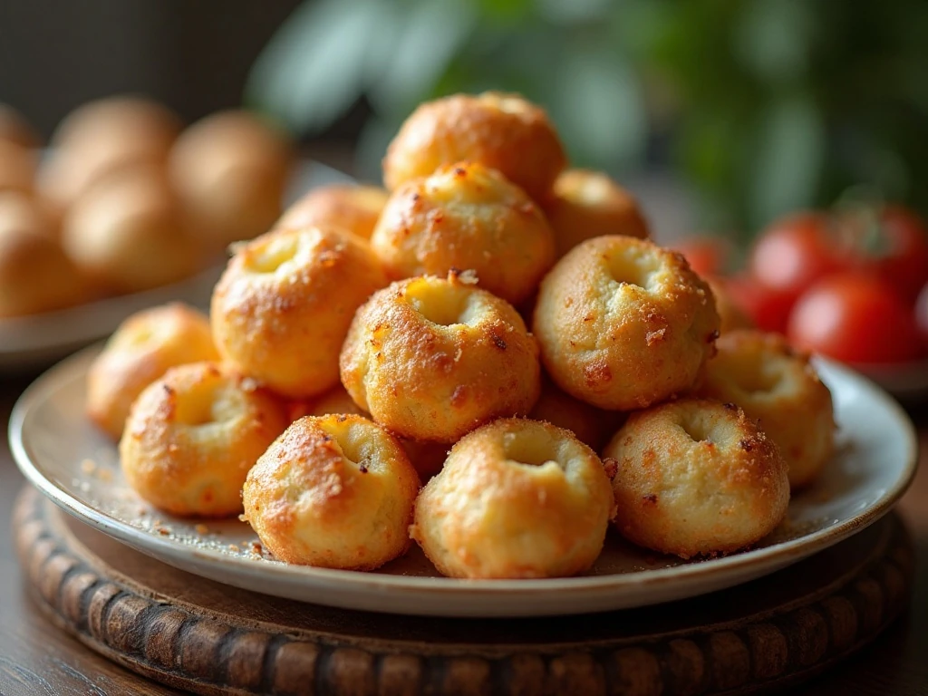 Golden bacon Parmesan gougères served as a savory appetizer