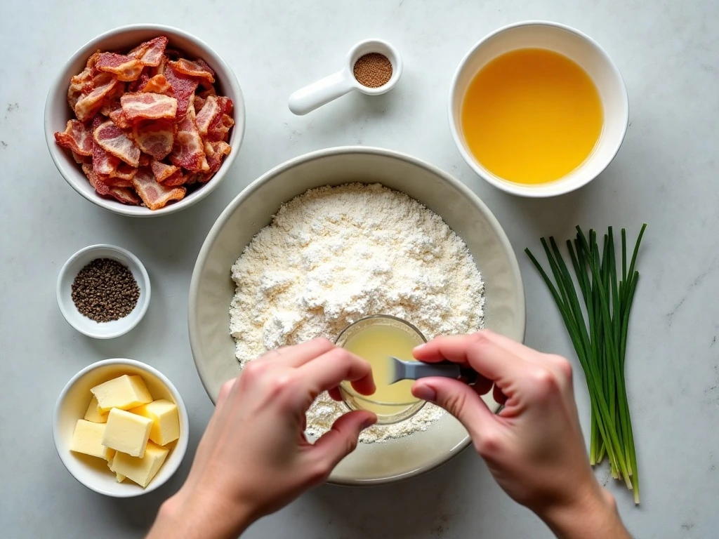 Ingredients for bacon Parmesan gougères
