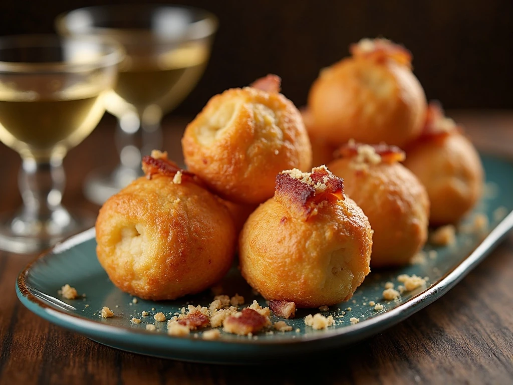 Bacon Parmesan gougères ready to serve warm
