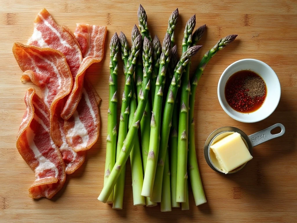 Ingredients for bacon-wrapped asparagus shillelagh sticks