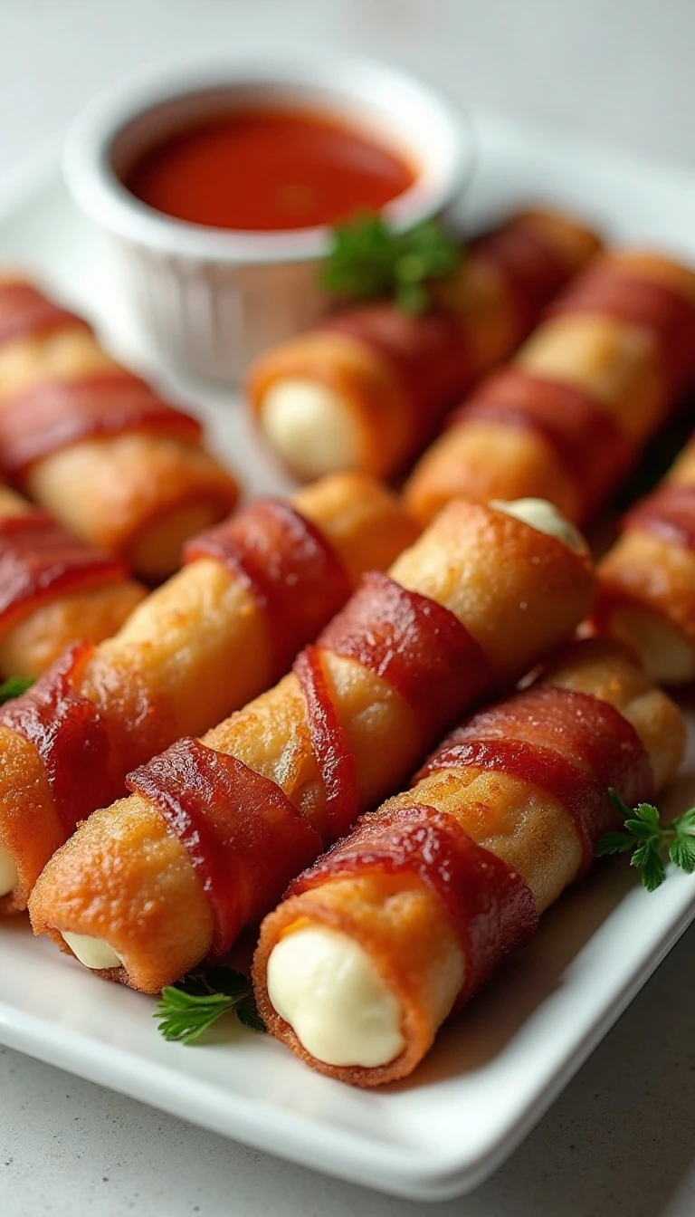 Crispy Bacon-Wrapped Mozzarella Sticks Recipe