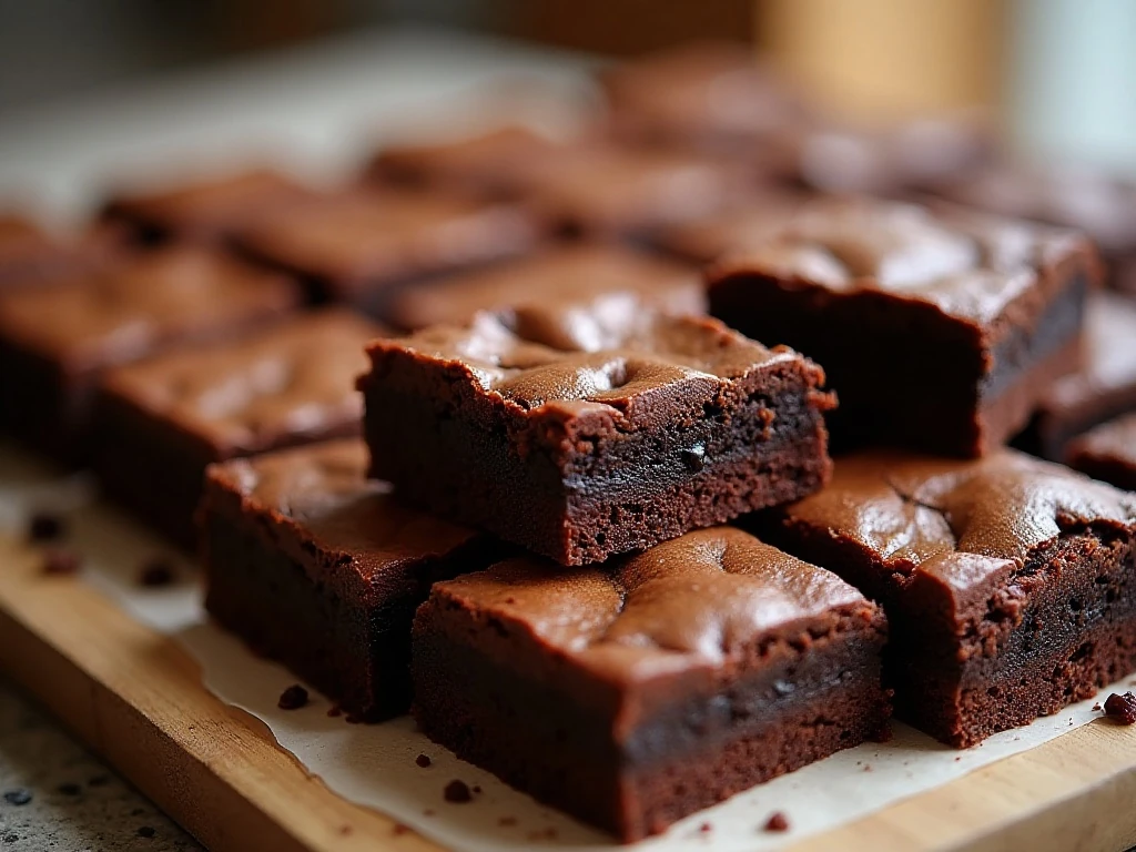 A large platter of rich homemade fudge brownies