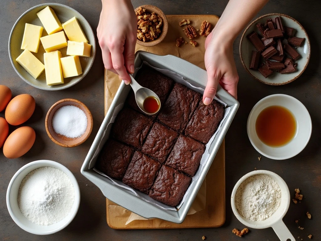 Ingredients for a great big batch of fudge brownies