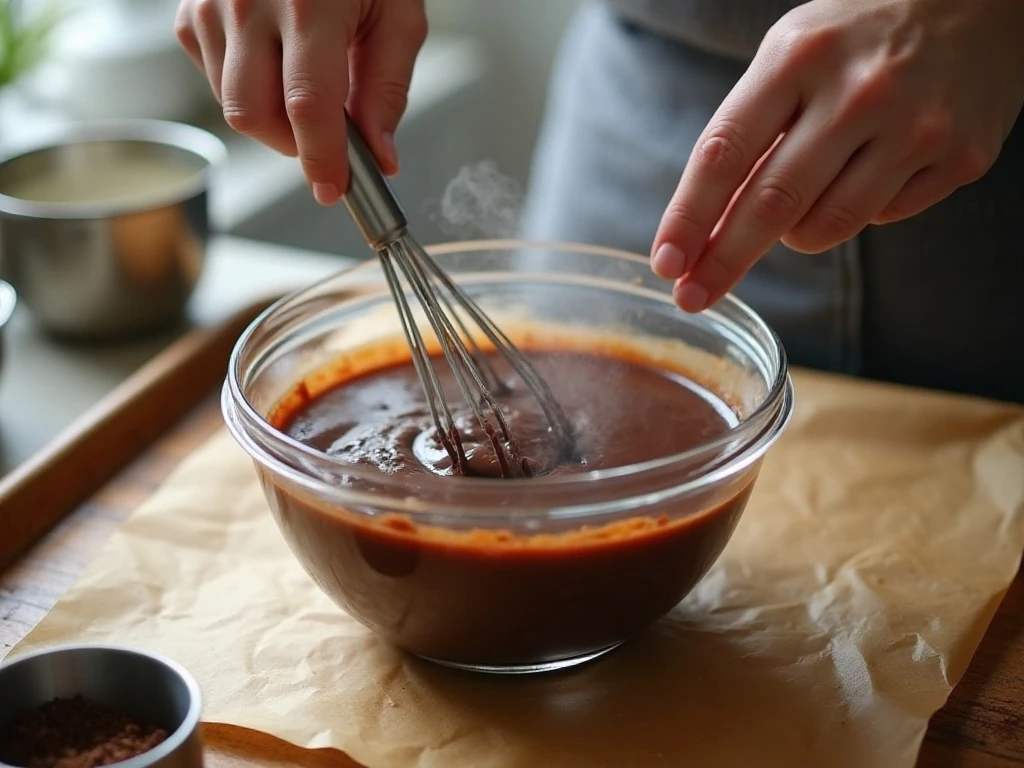 Melting chocolate and butter for fudgy brownie batter