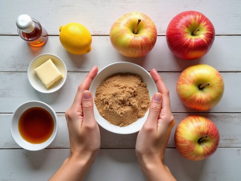 Ingredients for easy baked cinnamon apples
