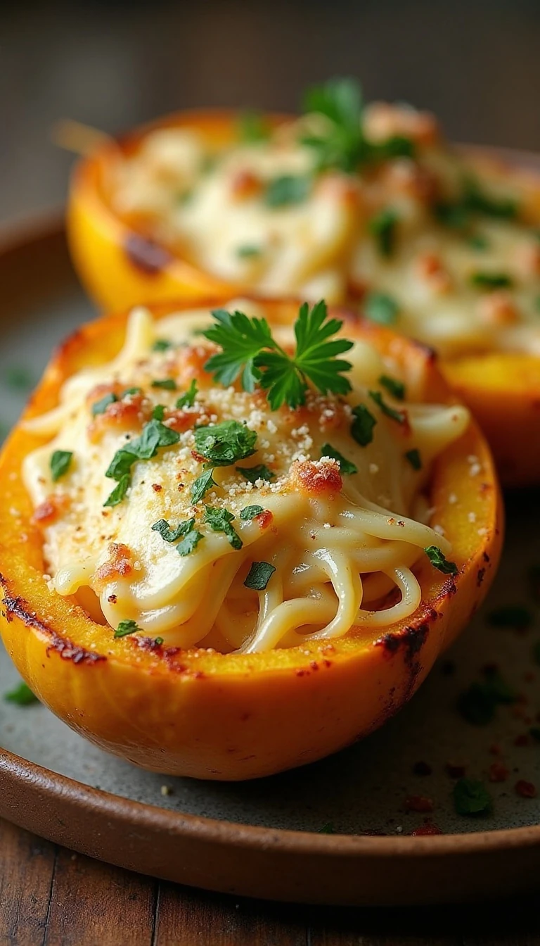 Baked Four-Cheese Garlic Spaghetti Squash Recipe