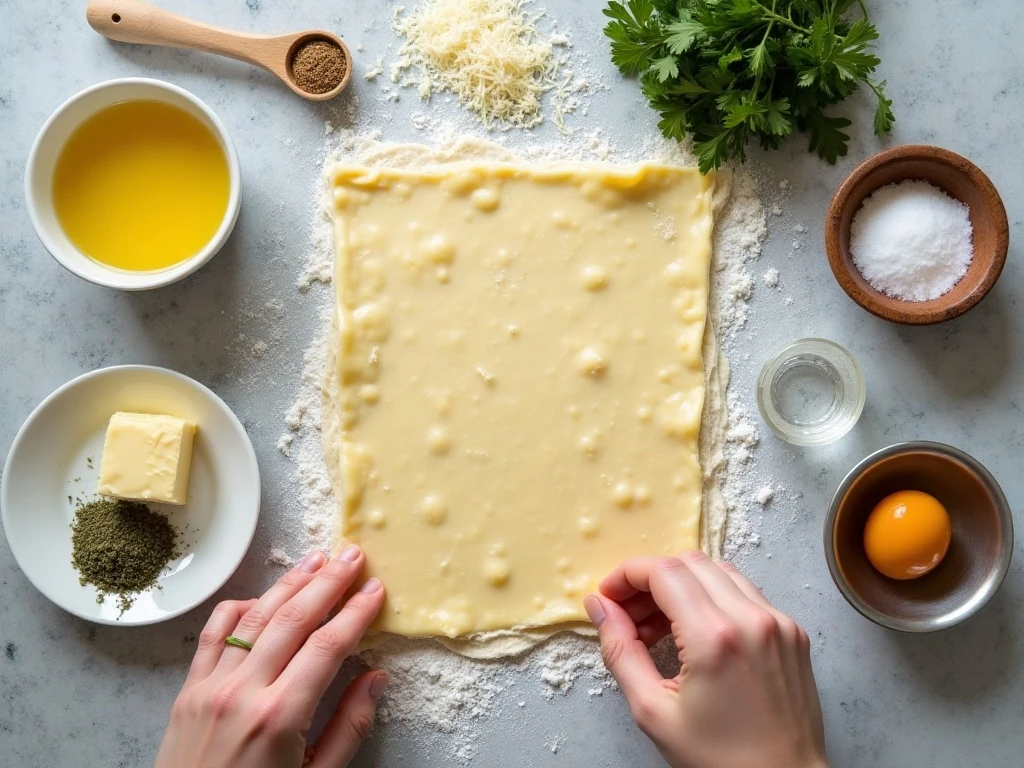 Ingredients for garlic Parmesan puff pastry puffs