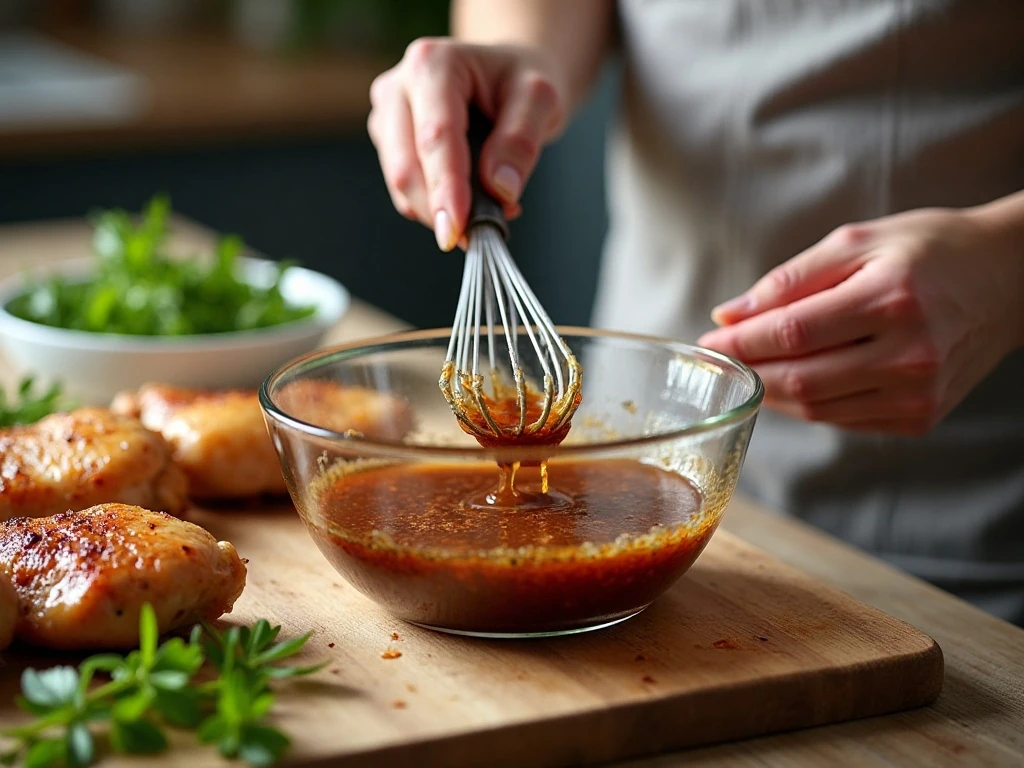 Mixing the ginger chicken marinade before baking