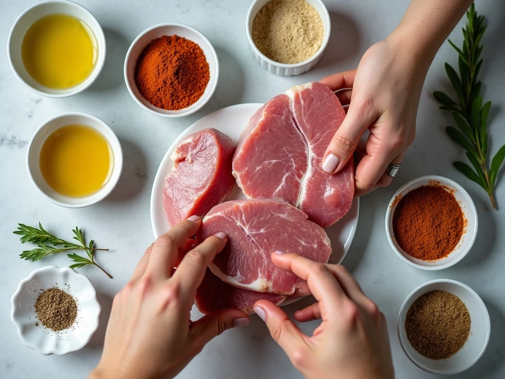 Ingredients for easy juicy baked pork chops