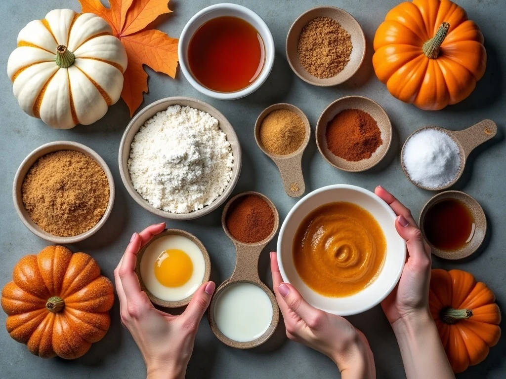 Ingredients for easy baked pumpkin donuts