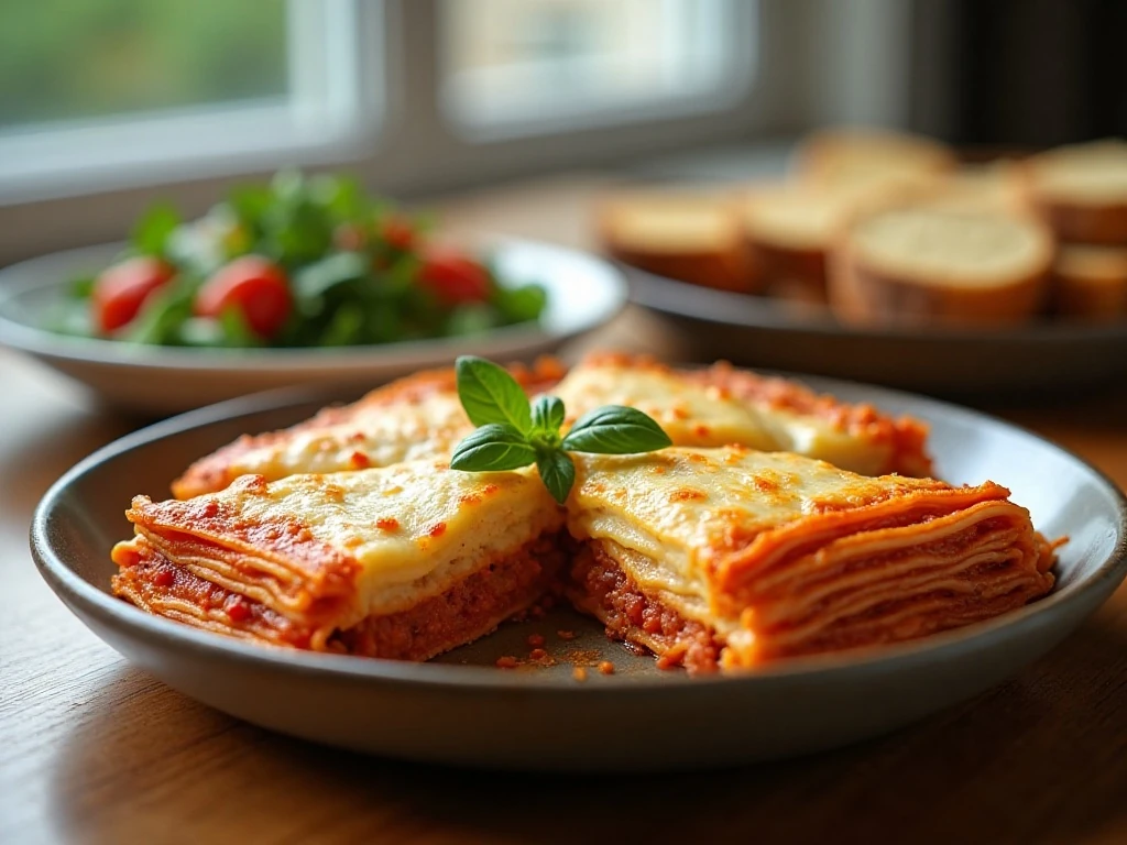 Golden baked spaghetti pie served for a cozy family dinner