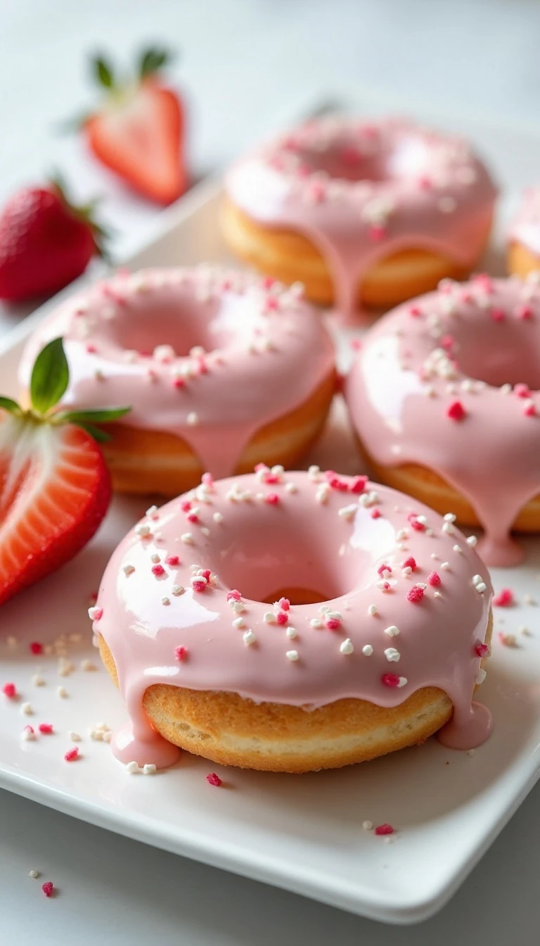 Easy Baked Strawberry Donuts Recipe