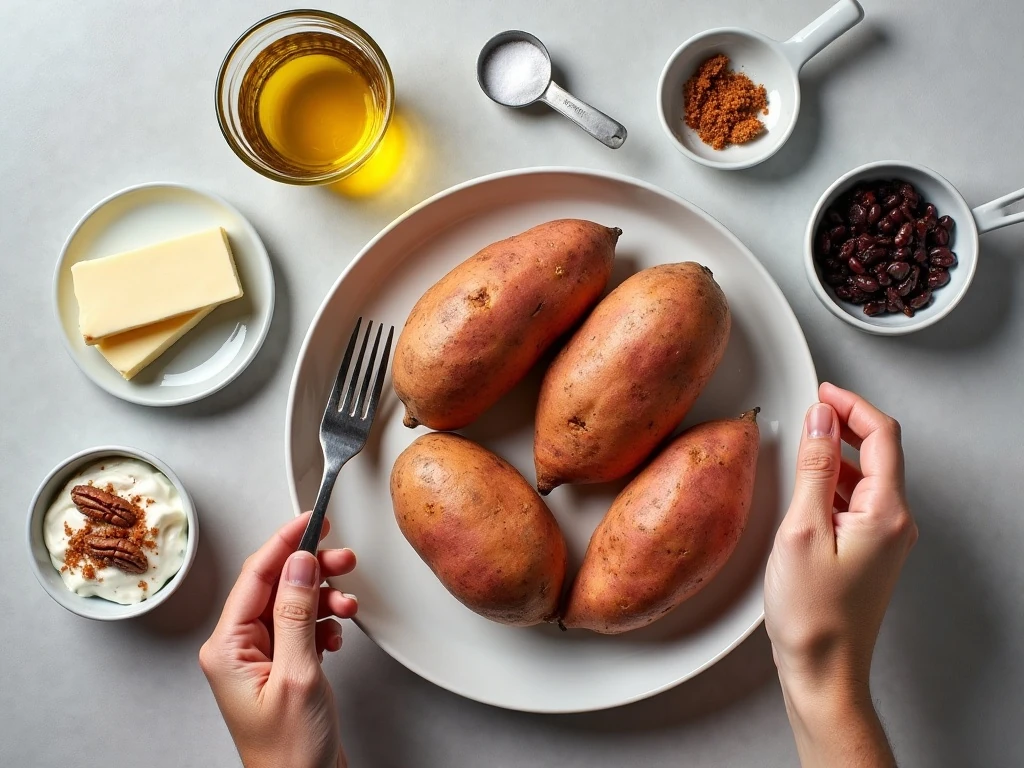 Ingredients for baked sweet potatoes in the air fryer