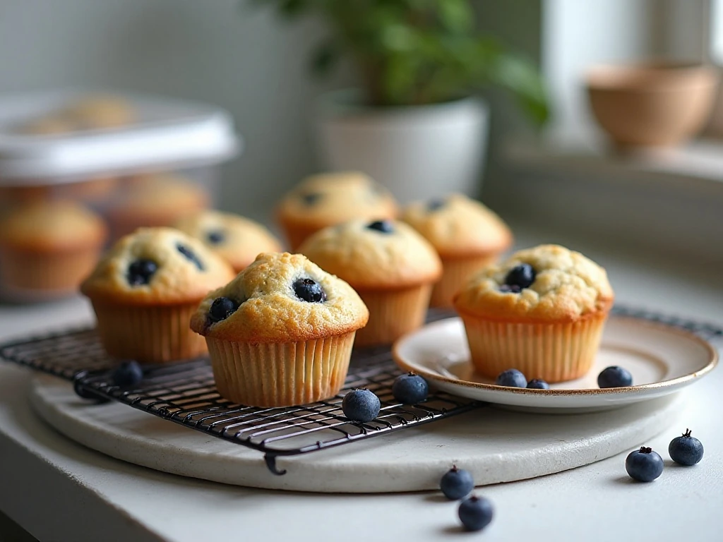Blueberry muffins ready for storage or serving