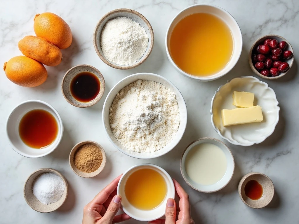 Ingredients for orange cranberry muffins