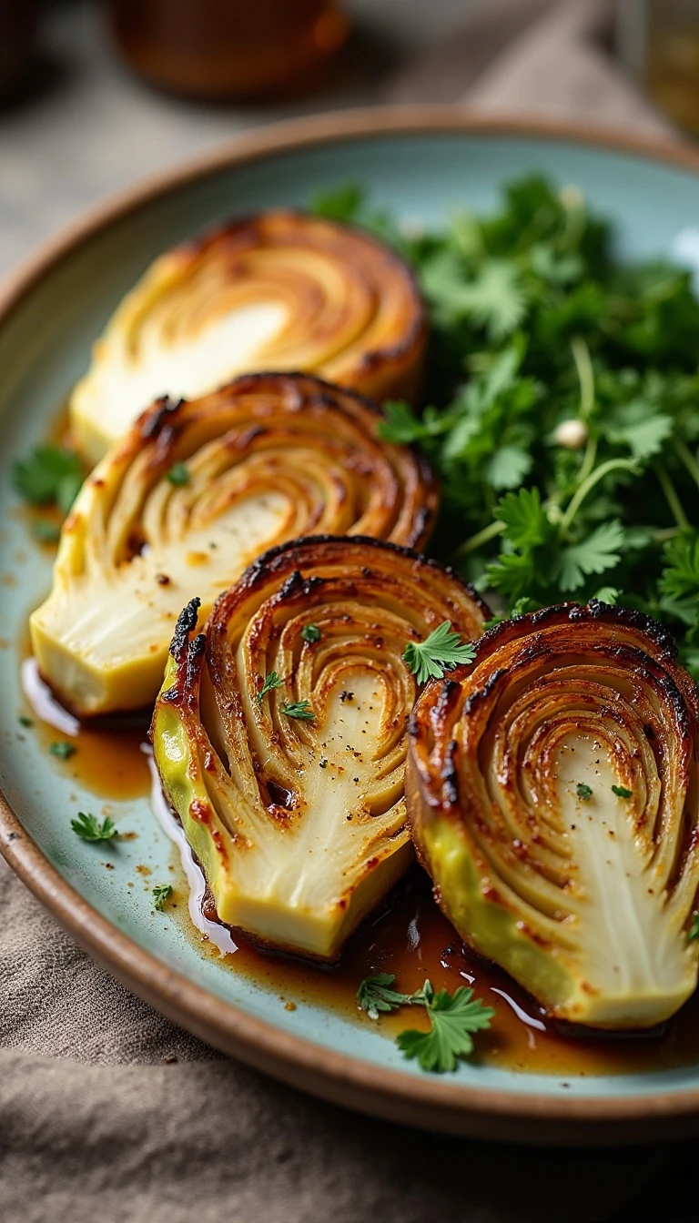 Balsamic Honey Roasted Cabbage Steaks Recipe