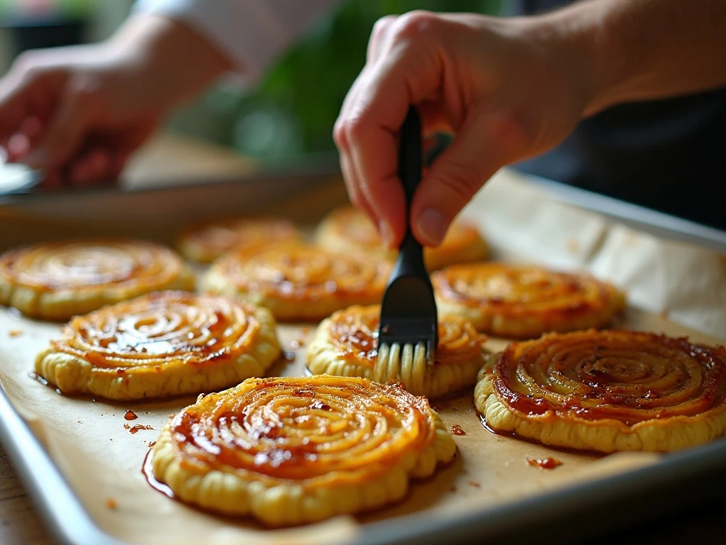 Cabbage steaks being brushed with balsamic honey glaze before roasting