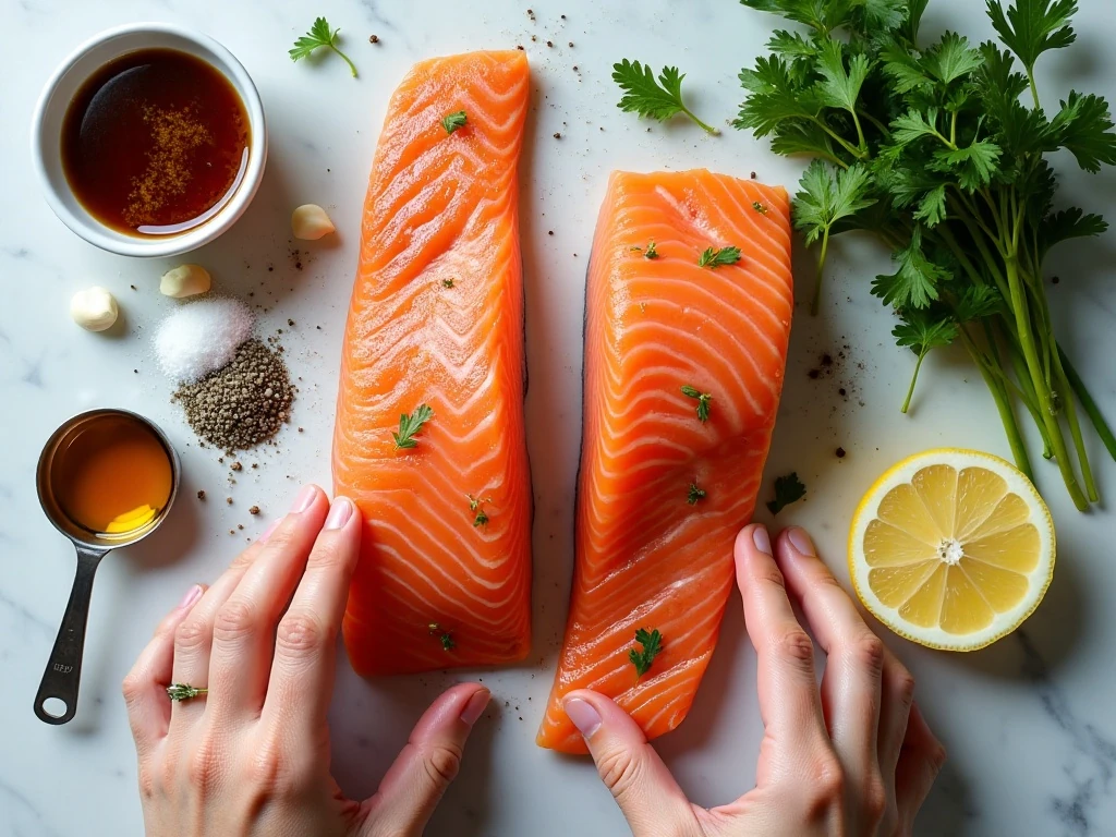 Ingredients for balsamic salmon sauce and baked fish