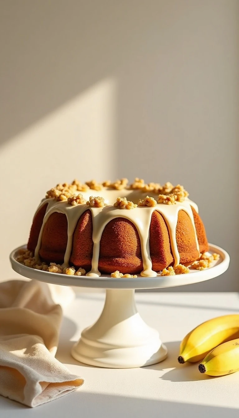 Banana Bundt Cake with Walnut Cream Cheese Frosting Recipe