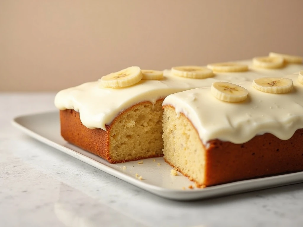 Frosted banana cake prepared for storage and serving