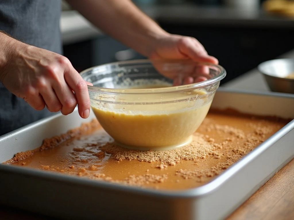 Preparing banana coffee cake batter and crumb topping