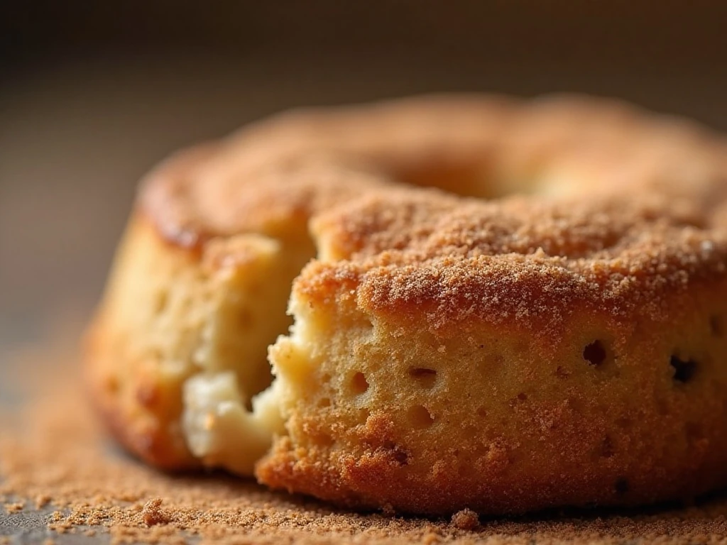 Close-up of cinnamon crumb topping on banana coffee cake