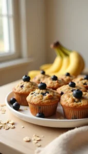 Healthy Banana Oatmeal Muffins with Blueberries Recipe