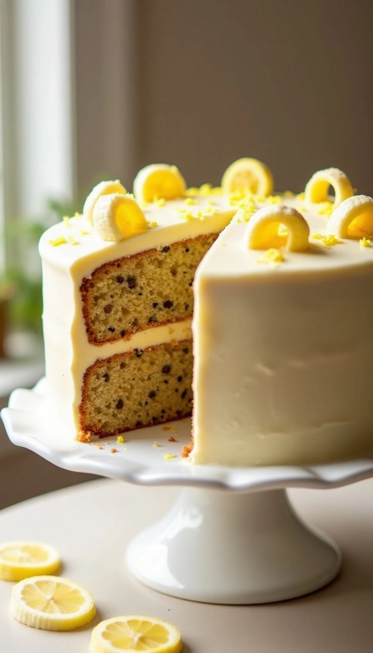 Banana Poppy Seed Cake with Lemon Buttercream