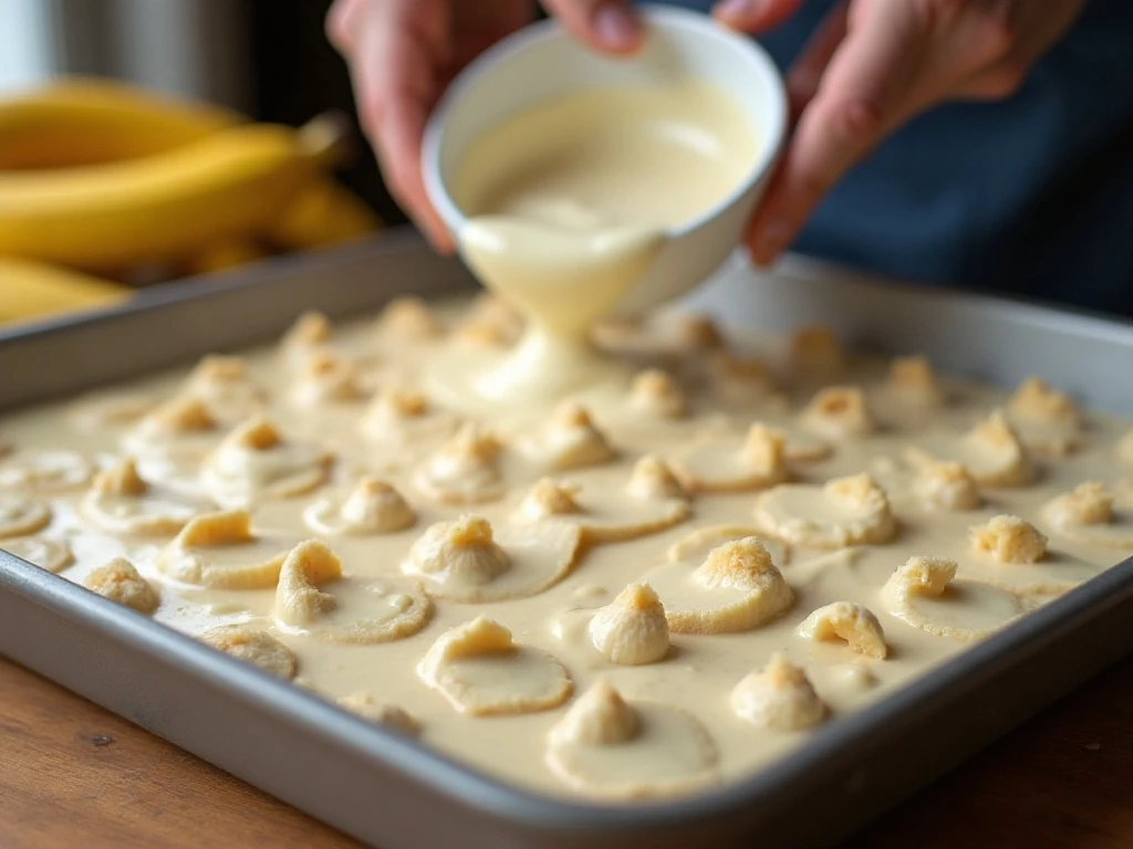Layering wafers and bananas for banana pudding