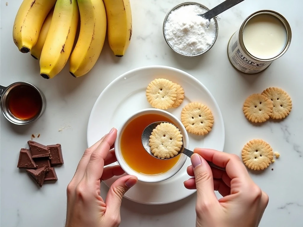 Ingredients for an easy no-bake banoffee pie